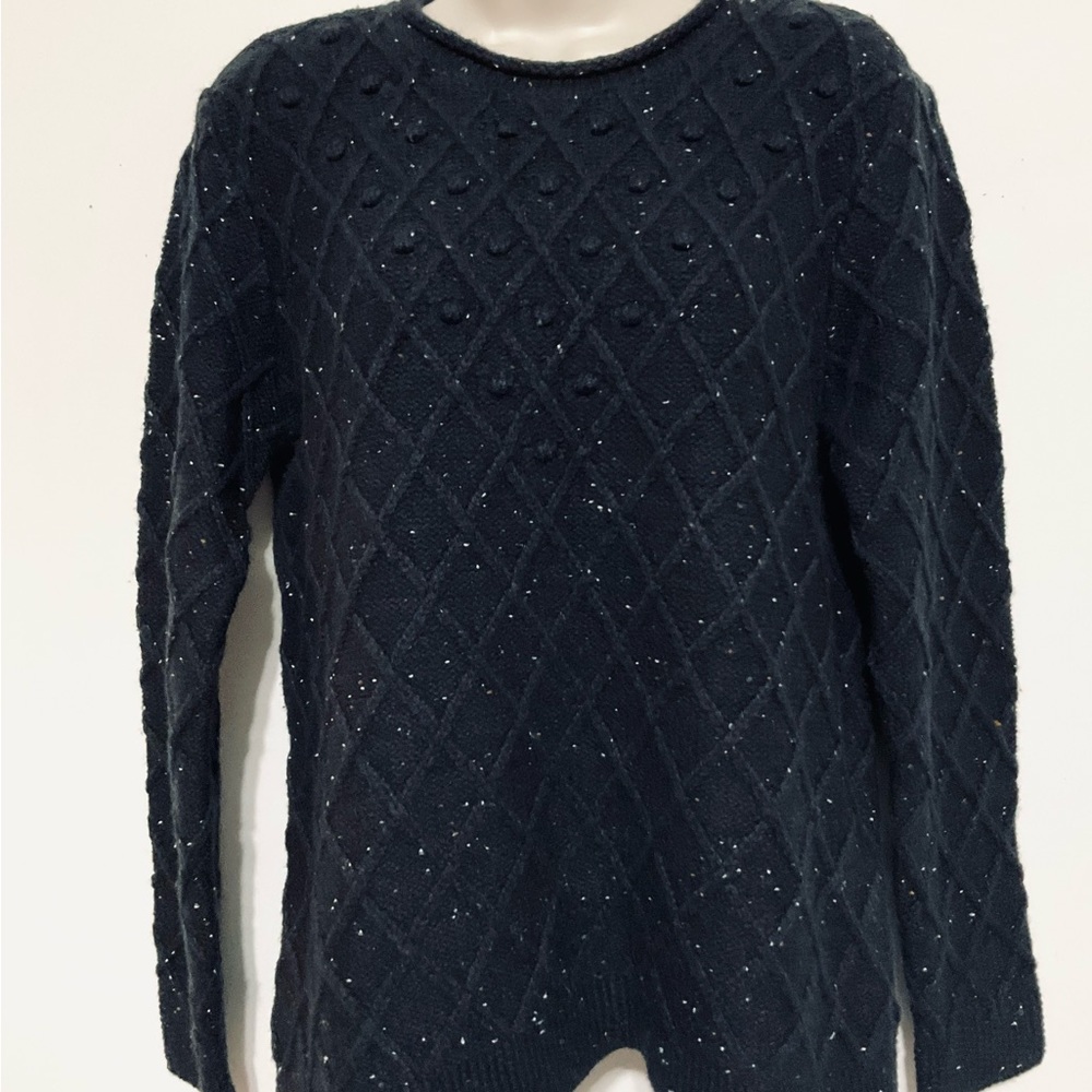 Lands' End Women's Black Textured Sweater